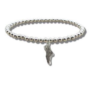 Charming Silver Beaded Bracelet with Running Shoe - Perfect Gift for Runners!