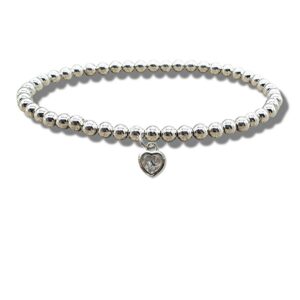 Elegant Heart Charm Bracelet - Sparkling Cubic Zirconia Gift for Loved Ones