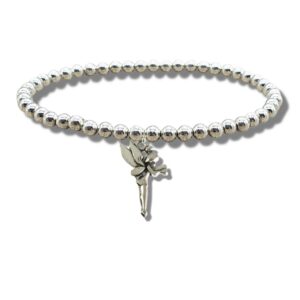 Enchanting Fairy Charm Silver Beaded Bracelet for Girls - Perfect Gift!