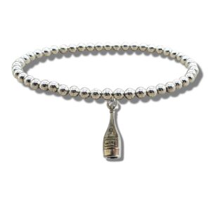 Charming Wine Bottle Silver Beaded Bracelet - Perfect Gift for Every Occasion!