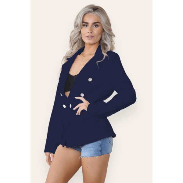 Chic Fitted Double Button Blazer Jacket - Effortless Style for Any Event - Image 4