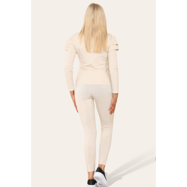 Chic Frilled Sleeves Lounge Set with Golden Button Detail - One Size 6-12 - Image 5