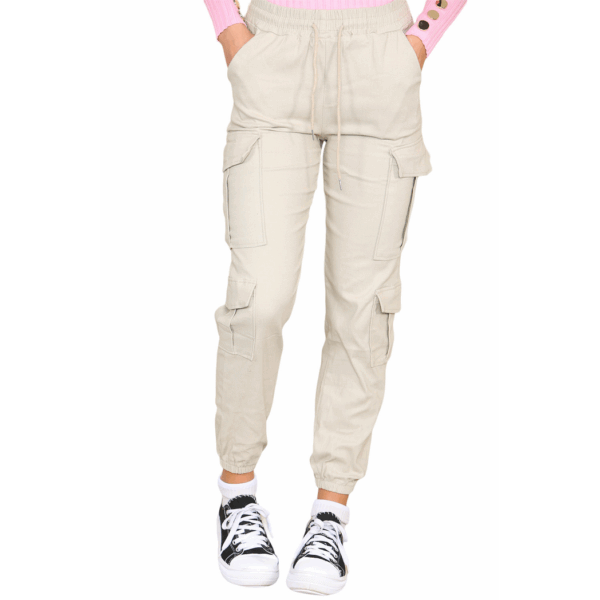 High-Waisted Cropped Cargo Pants for Women - Slim Fit Style - Image 3