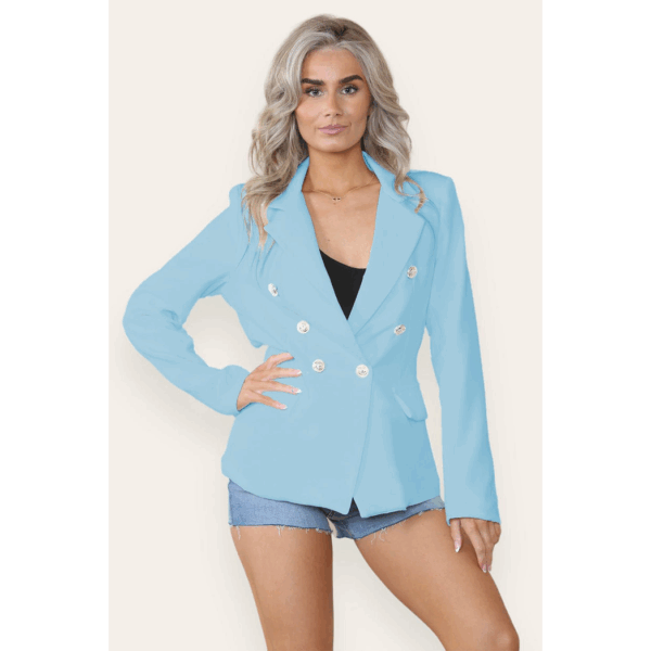 Chic Fitted Double Button Blazer Jacket - Effortless Style for Any Event - Image 2