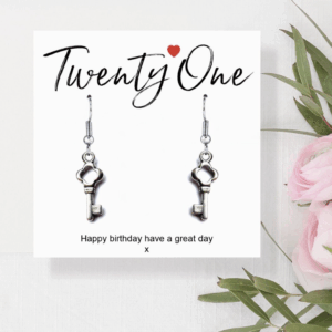 Charming 21st Birthday Earrings with Personalized Message Card Gift