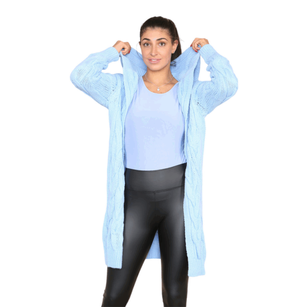 Elegant Italian Knitted Hooded Cardigan - Cozy Oversized Luxe Style - Image 5