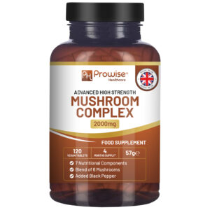 Advanced 6-Mushroom Complex 2000mg | Vegan Wellness Powerhouse | 120 Tablets