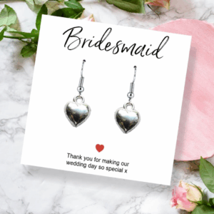 Bridesmaids Heart Earrings & Thoughtful Thank You Card Gift Set