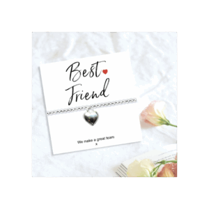 Best Friend Stretch Beaded Bracelet with Heart Charm & Personal Message Card