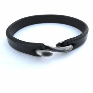 Bold Men's Black Leather Bracelet with Alloy Clasp - Perfect Gift for Any Occasion!