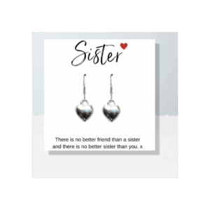 Sister Heart Earrings with Touching Message Card & Gift Box