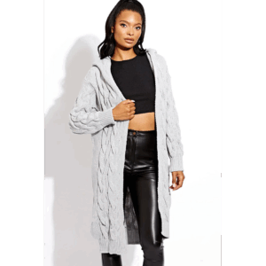 Chic Ladies Cable Knit Hooded Cardigan - Cozy Comfort for Every Season!
