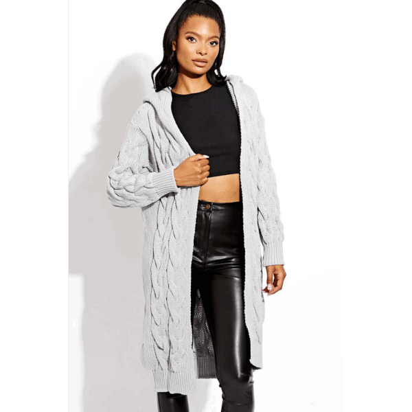 Chic Ladies Cable Knit Hooded Cardigan - Cozy Comfort for Every Season!