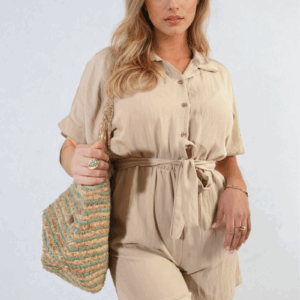 Brenda Buttoned Tie Waist Romper: Effortless Summer Style Awaits!
