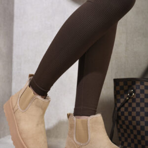 Edith Cozy Fluffy Platform Chelsea Ankle Boots - Warm Faux Fur Lining