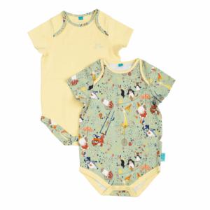 Adorable Organic Cotton Baby Vest Set in Green & Yellow - Stylish & Comfy!
