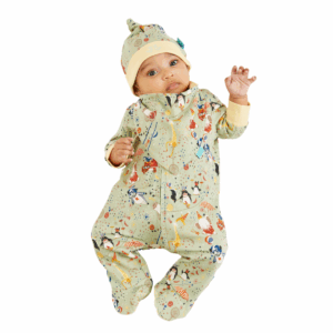 Adorable Showman Green & Yellow Organic Cotton Baby Grow for Stylish Infants