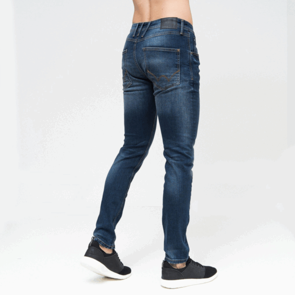 Tranfold Tinted Blue Slim Fit Jeans - Ripped 5-Pocket Style for Men