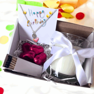 Heartfelt Birthday Gift Hamper: Necklace, Chocolates & Candle Delight