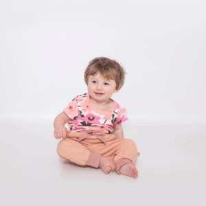 Cozy & Cute: Girls Pink Organic Cotton Lounge Tee with Fun Floral Print