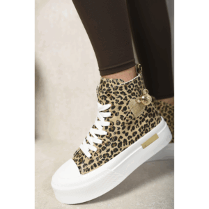 Stylish High Top Platform Ankle Trainers with Chic Decorative Accents