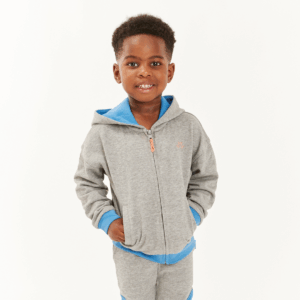 Organic Cotton Grey & Blue Boys Zip-Up Hoodie - Comfortable & Stylish!