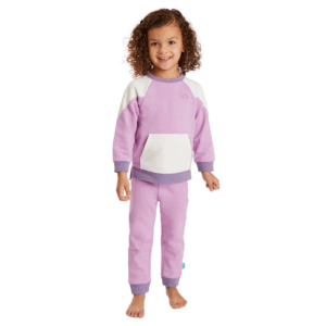 Cozy Lilac & White Organic Cotton Lounge Set for Girls - Fun & Functional!