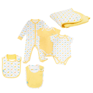 Luxurious Little Ducks 6-Piece Baby Set: Organic Cotton Comfort & Style