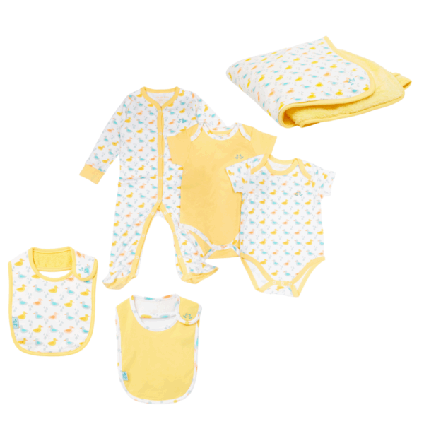 Luxurious Little Ducks 6-Piece Baby Set: Organic Cotton Comfort & Style